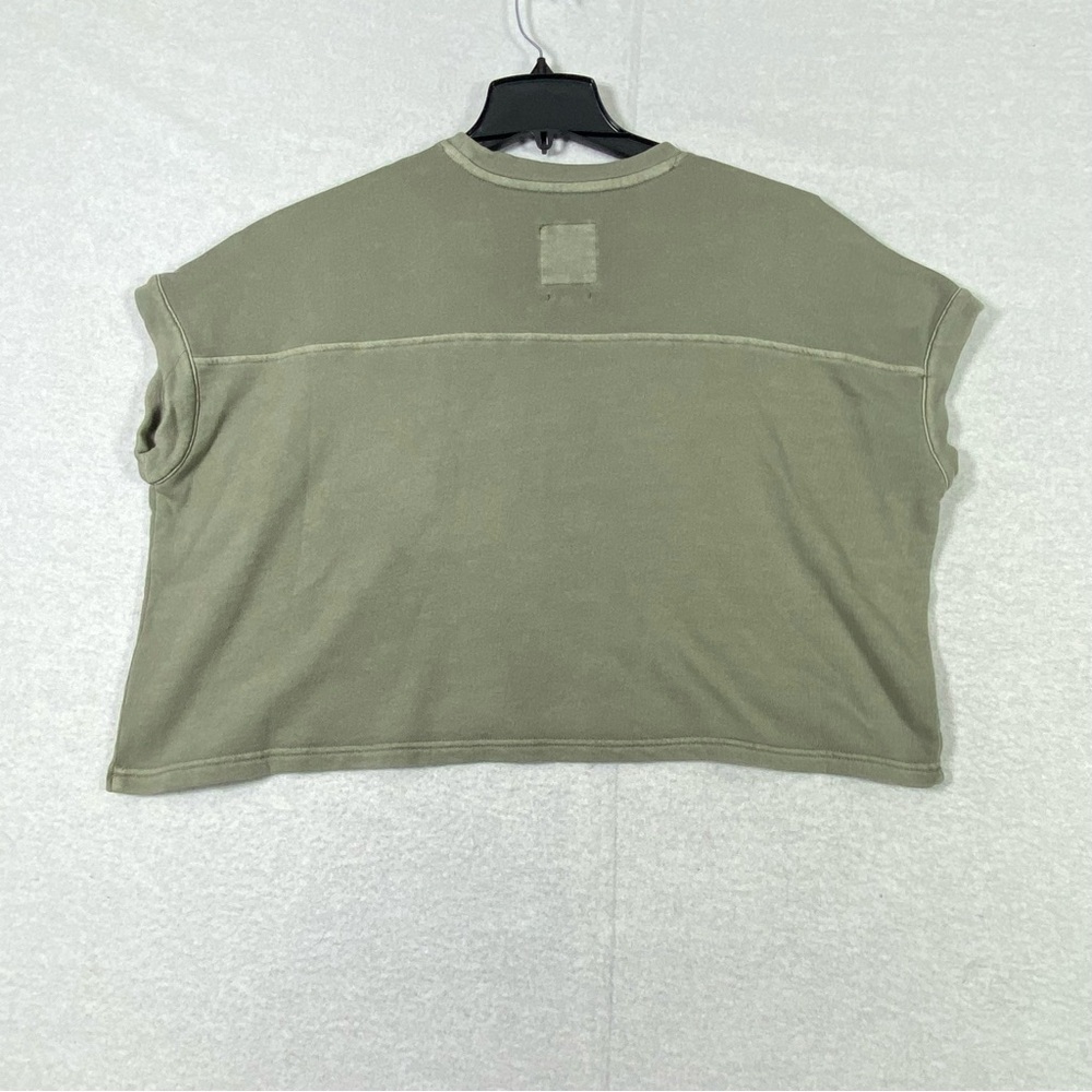 C&C California Sunwashed Beach Terry Sweater Women's S Green Crop Oversized NWT - Picture 5 of 9